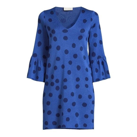 Women’s Free Assembly Ruffle Sleeve Mini Polka Dot Retro Vibes Roomy Sweater Dre - Picture 3 of 7